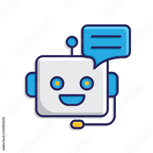 ai icon. AI Personal Assistant. Voice assistant. microphone with bot face. UI, education. isometric design style