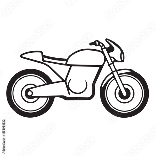 Stylish black and white motorcycle illustration cafe racer design