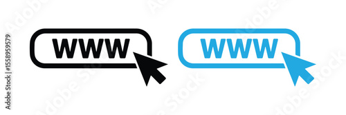 www internet buttons with cursors isolated on white background