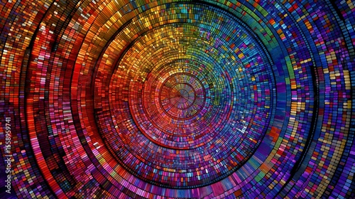 Vibrant Circular Abstract Digital Art Piece in Bright Colors Background