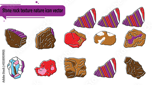Stone rock texture nature icon vector