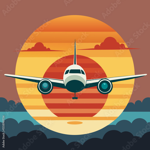 Retro Airplane at Sunset