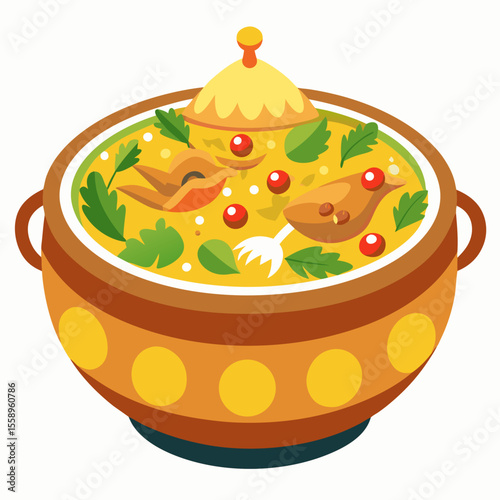 Traditional Russian Dish in a Pot