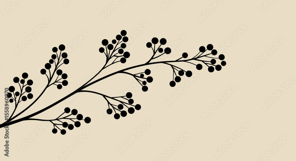 Naklejka premium Minimalist botanical branch vector illustration for nature-inspired design