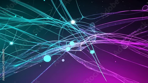 Abstract, flowing lines and shapes on a dark, gradient background