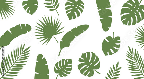 Tropical leaf pattern vector illustration for nature design in flat style