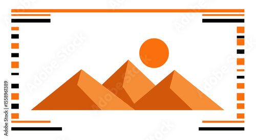 Geometric desert landscape vector illustration - design for poster, flat style