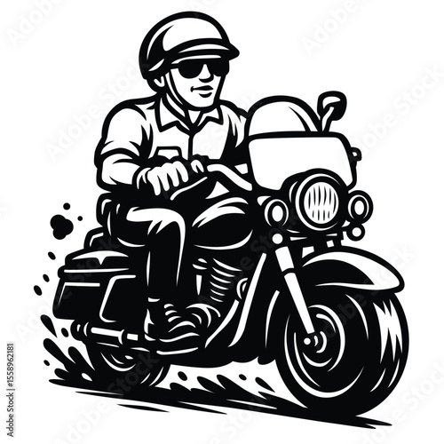 Tough Guy on Vintage Cruiser Motorcycle.eps