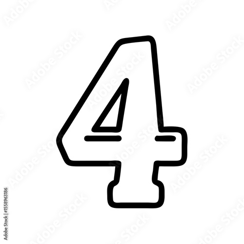 Stylized outline number four with geometric shapes in minimal design on white background