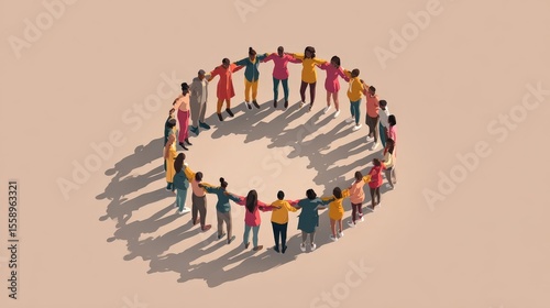 Group of people engaged in a circle activity with arms around each other in a collaborative moment