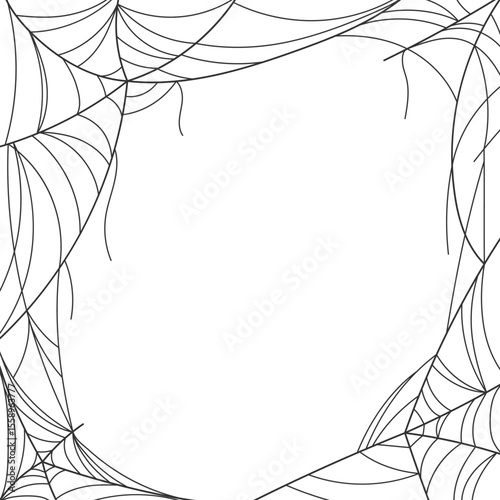 Spider web background. Border element for Halloween holiday. Vector illustration.
