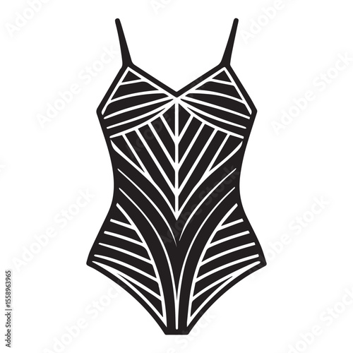 Striped One-Piece Swimsuit Geometric Design, Summer Fashion, Beachwear
