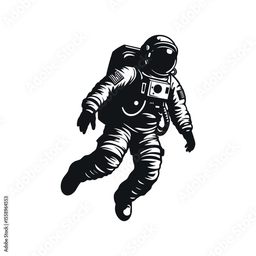 Retro Astronaut in Space Suit Vector Illustration