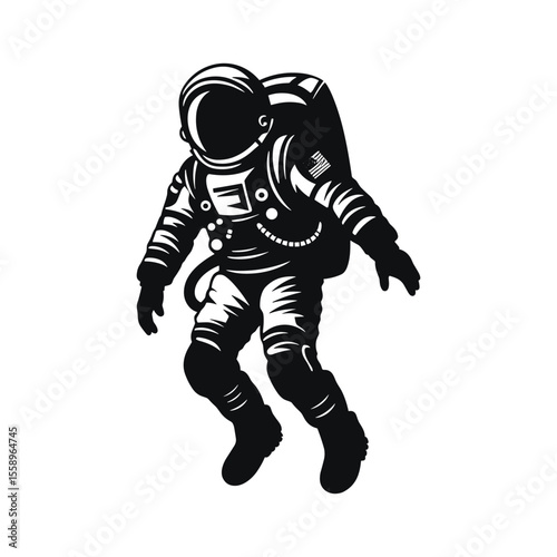 Retro Astronaut in Space Suit Vector Illustration