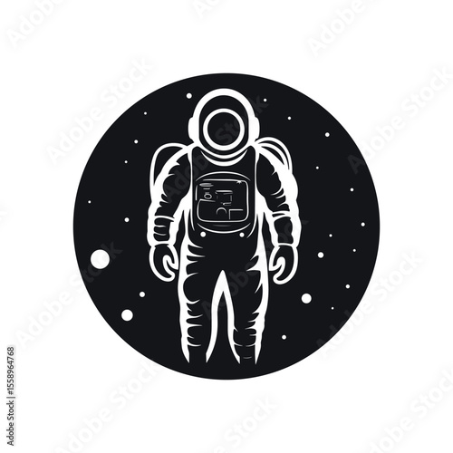 Retro Astronaut in Space Suit Vector Illustration