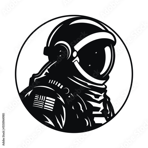 Retro Astronaut in Space Suit Vector Illustration