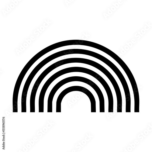 A clean, minimalist vector of an arched semi-circular turnstile-like shape, useful for abstract branding, urban mobility, or design motifs.
