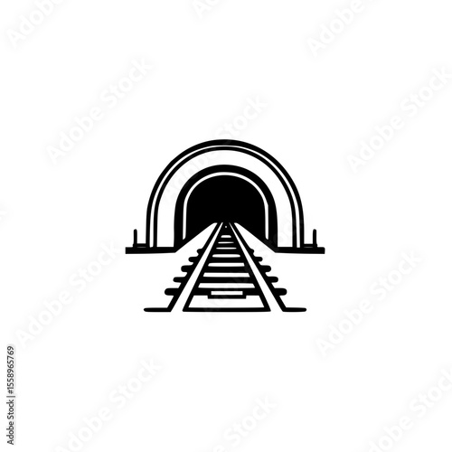 Tunnel icon in flat vector style for transportation and underground passage 