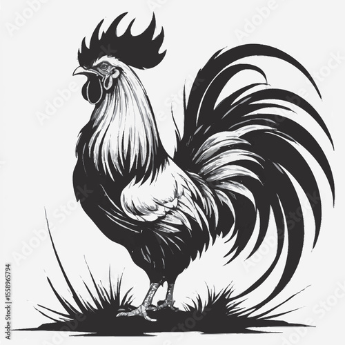 black and white rooster