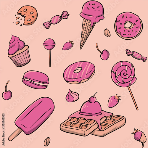 Seamless Vector Pattern of Sweet Desserts