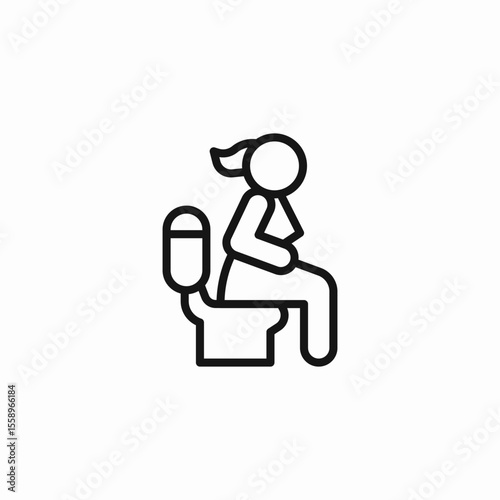 person sitting toilet icon sign vector