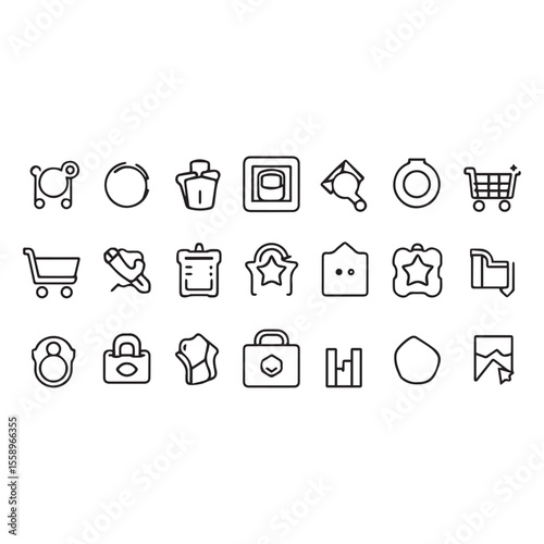 Collection of minimalist line icons for shopping e commerce and user interface design