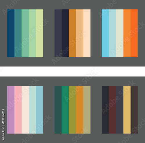 A collection of diverse and vibrant color palettes each telling a different story in bold graphic