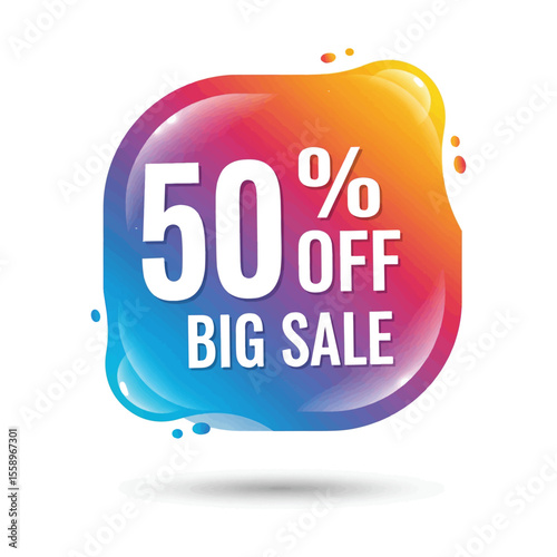 Fifty percent off big sale colorful banner