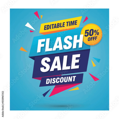 Flash sale announcement 50 percent off editable time