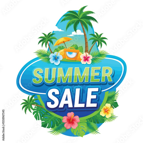 Summer sale tropical beach paradise vacation discount