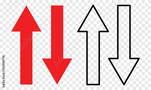 Upward and Downward Arrows in Red and Black,

