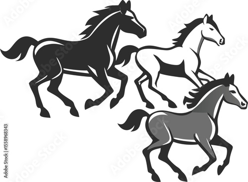 horses-running--trotting--standing--rearing.eps