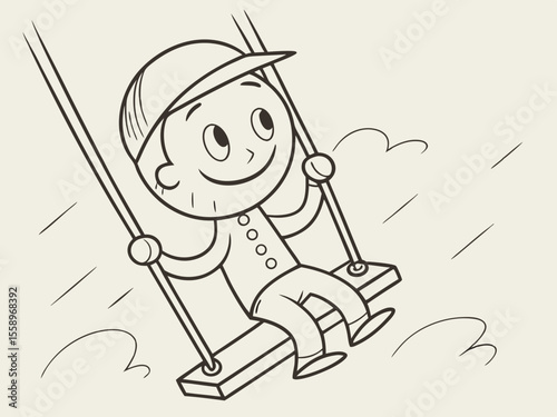 Joyful child swinging in the air, playful illustration capturing carefree moments