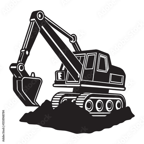 excavator on white background