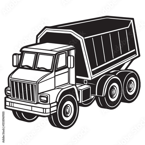 Heavy Duty Dump Truck Illustration Powerful Construction Vehicle Graphic