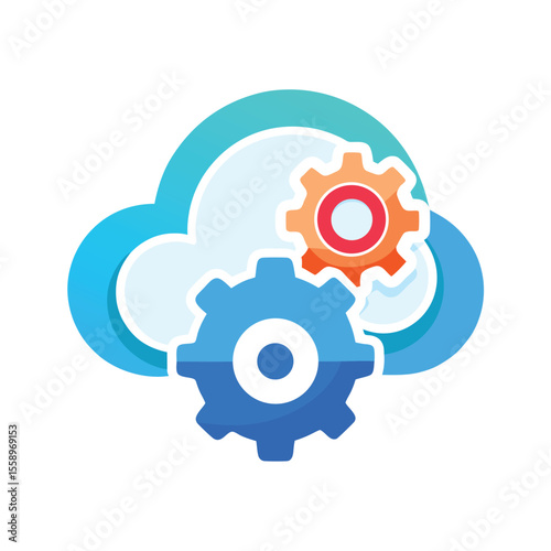 Cloud Gear and Settings Icons for Customization