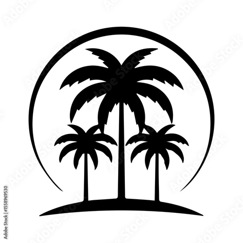 Silhouette of three palm trees 