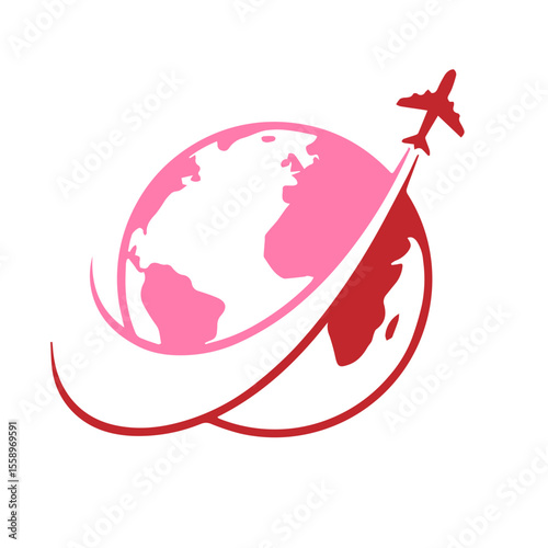 Airplane on world logo