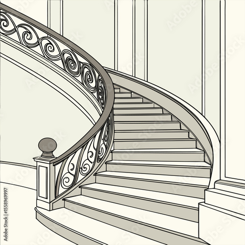 Vertical low angle shot of a staircase inside a beautiful historic building	