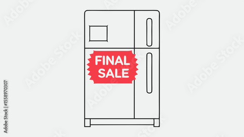 Stylish refrigerator with a "Final Sale" tag, minimalistic vector design
