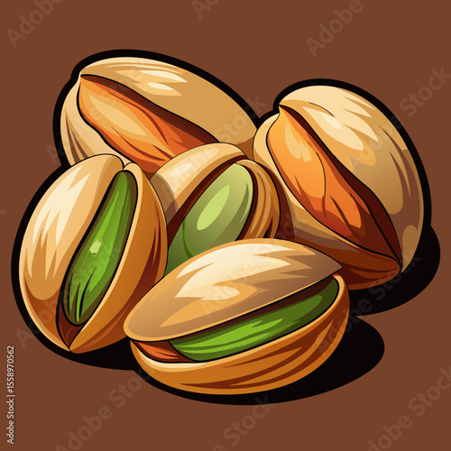 Group of Pistachios in Shells Graphic Design