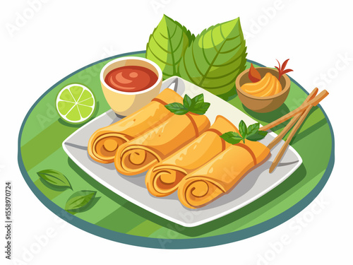 Delicious Fresh Spring Rolls with Dipping Sauces