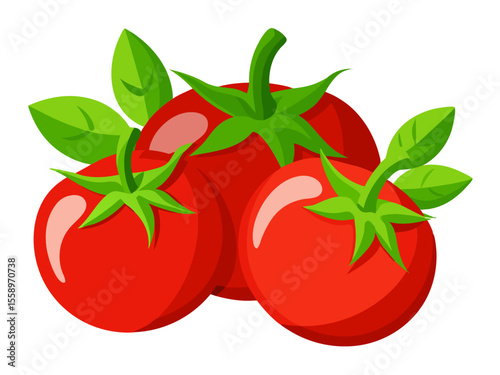 Fresh Red Tomatoes with Leaves