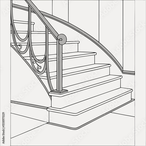 Vertical low angle shot of a staircase inside a beautiful historic building	