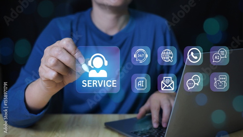 modern customer support system provides 24/7 service through multiple channels including phone agents, email, live chat, AI chatbots, and contact forms.
