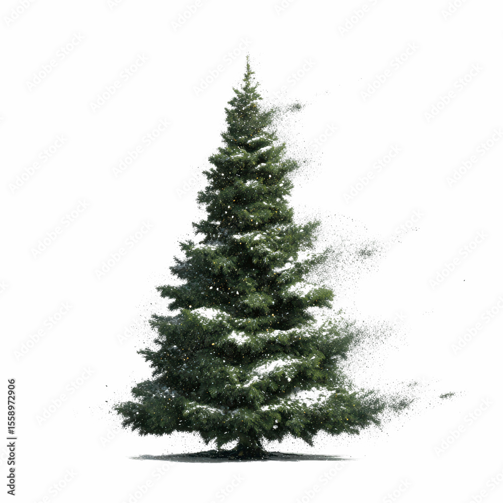 Fototapeta premium Snow-Covered Evergreen Tree Isolated on Transparent Transparent background
