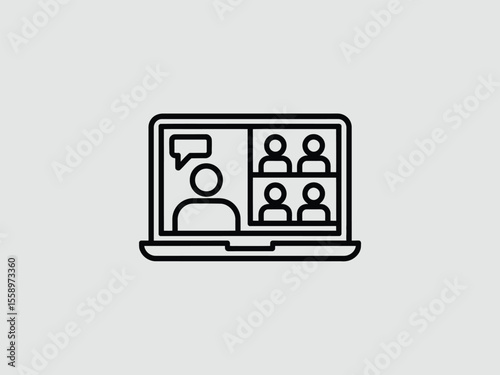 Laptop Screen with Video Conference Call Icon computer