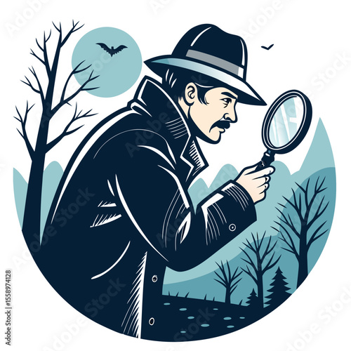 create vector bold stroke   a detective with a mag (1)