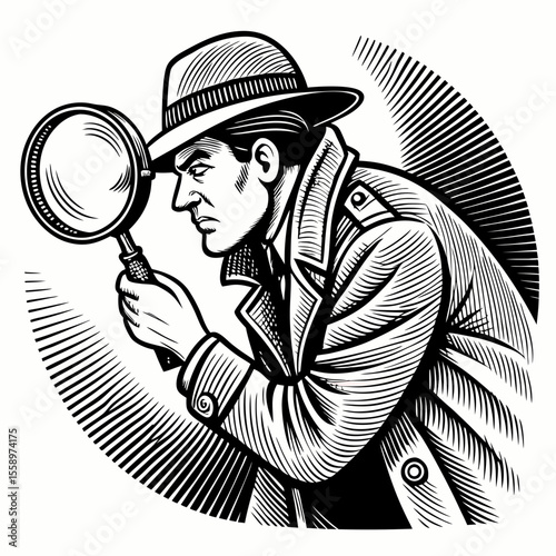 create vector bold stroke   a detective with a mag