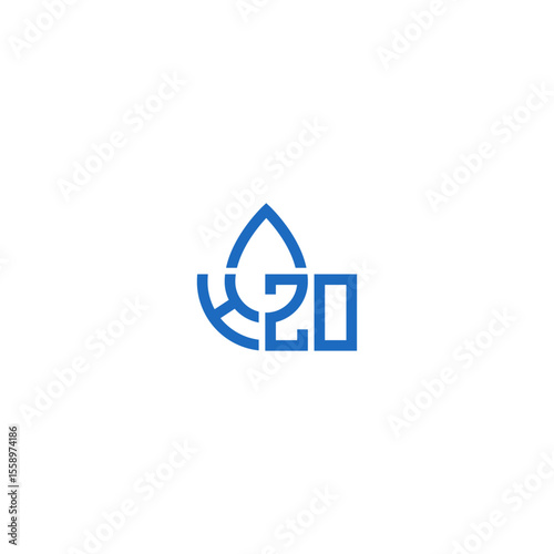 H2o chemical formula water drop company logo.